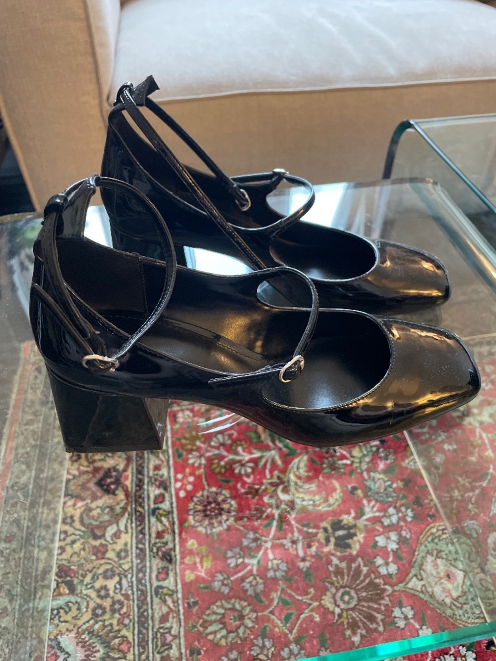 Mango Black Patent Mary Jane Heels